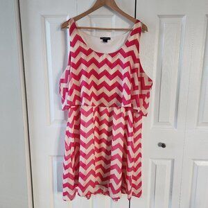 Delirious Pink Zig Zag Striped Sleeveless Mini Dress